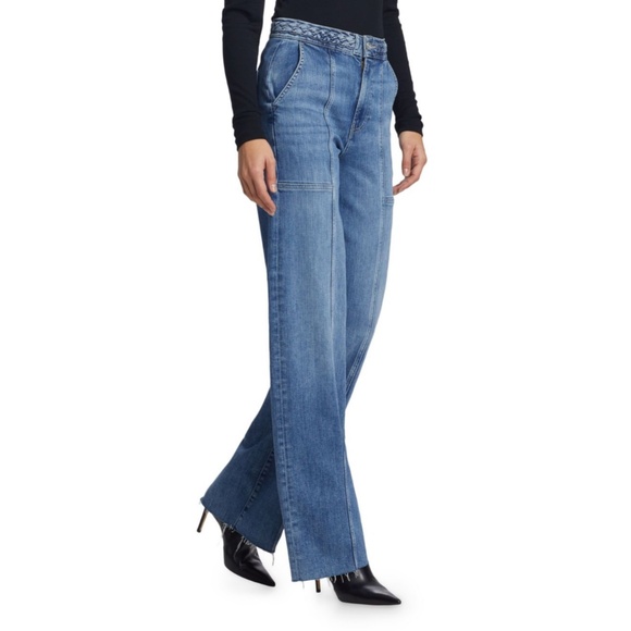 Frame Braided Stretch Wide-Leg Jeans - Daphne Blue - Picture 5 of 11